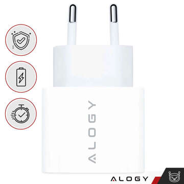 Ładowarka sieciowa szybka mocna 35W USB-C USB typ C PD GaN do iPhone Alogy Biała