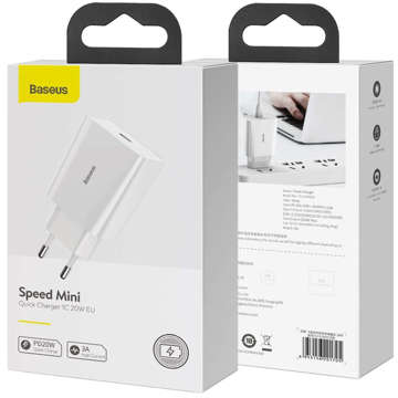 Ładowarka sieciowa zasilacz Baseus Speed Mini Quick Charger USB-C PD 3A 20W Biała