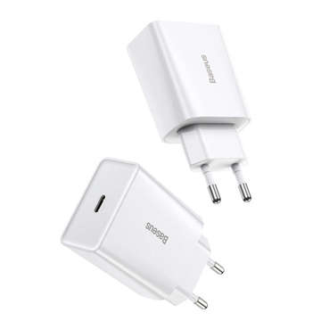 Ładowarka sieciowa zasilacz Baseus Speed Mini Quick Charger USB-C PD 3A 20W Biała