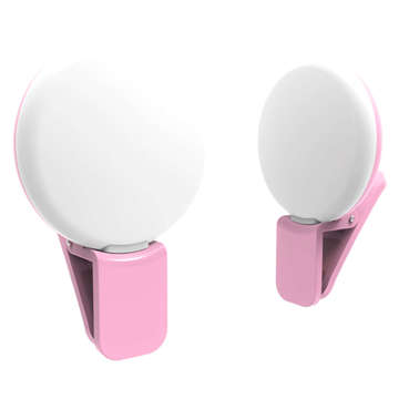 Lampka LED Alogy Mini Selfie Ring Klips do nagrywania robienia zdjęć do telefonu z klipsem Różowa