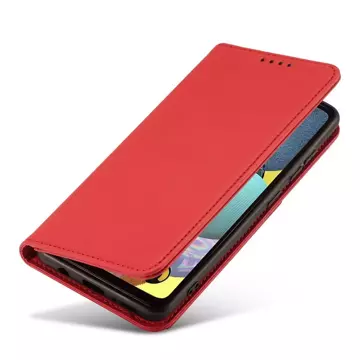 Magnet Card Case etui do Samsung Galaxy A13 5G pokrowiec portfel na karty kartę podstawka czerwony