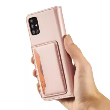 Magnet Card Case etui do Samsung Galaxy A13 5G pokrowiec portfel na karty kartę podstawka różowy