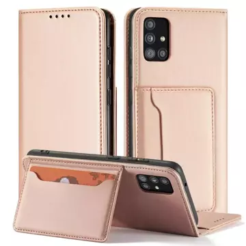 Magnet Card Case etui do Samsung Galaxy A13 5G pokrowiec portfel na karty kartę podstawka różowy