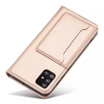 Magnet Card Case etui do Samsung Galaxy A13 5G pokrowiec portfel na karty kartę podstawka różowy