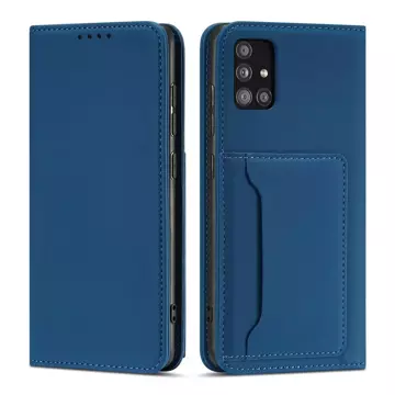 Magnet Card Case etui do Samsung Galaxy A52 5G pokrowiec portfel na karty kartę podstawka niebieski