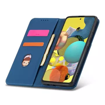 Magnet Card Case etui do Samsung Galaxy A52 5G pokrowiec portfel na karty kartę podstawka niebieski