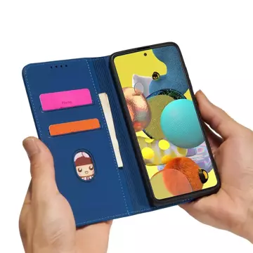 Magnet Card Case etui do Samsung Galaxy A52 5G pokrowiec portfel na karty kartę podstawka niebieski