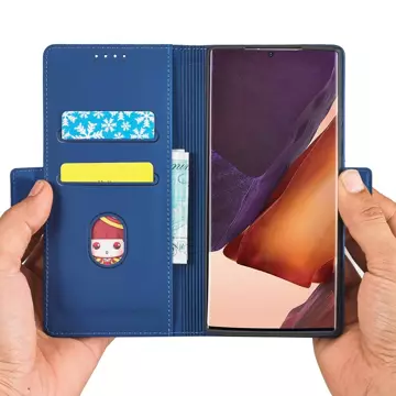 Magnet Card Case etui do Samsung Galaxy S22 Ultra pokrowiec portfel na karty kartę podstawka niebieski