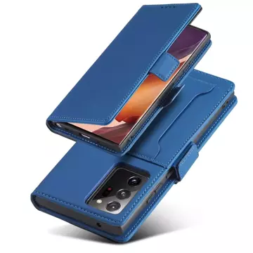 Magnet Card Case etui do Samsung Galaxy S22 Ultra pokrowiec portfel na karty kartę podstawka niebieski