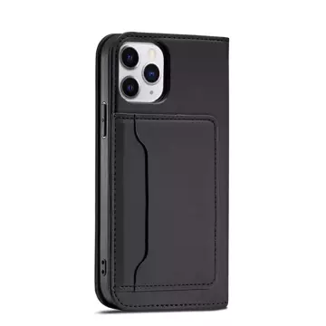 Magnet Card Case etui do iPhone 12 Pro pokrowiec portfel na karty kartę podstawka czarny