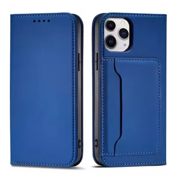 Magnet Card Case etui do iPhone 12 Pro pokrowiec portfel na karty kartę podstawka niebieski