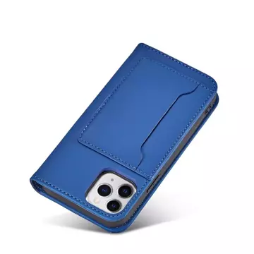 Magnet Card Case etui do iPhone 12 Pro pokrowiec portfel na karty kartę podstawka niebieski