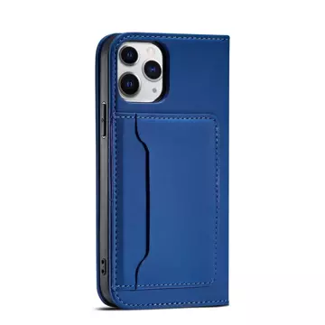 Magnet Card Case etui do iPhone 12 Pro pokrowiec portfel na karty kartę podstawka niebieski