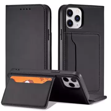 Magnet Card Case etui do iPhone 12 pokrowiec portfel na karty kartę podstawka czarny