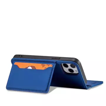 Magnet Card Case etui do iPhone 12 pokrowiec portfel na karty kartę podstawka niebieski