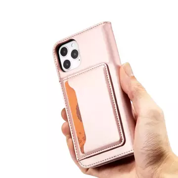 Magnet Card Case etui do iPhone 12 pokrowiec portfel na karty kartę podstawka różowy