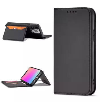 Magnet Card Case etui do iPhone 13 Pro Max pokrowiec portfel na karty kartę podstawka czarny