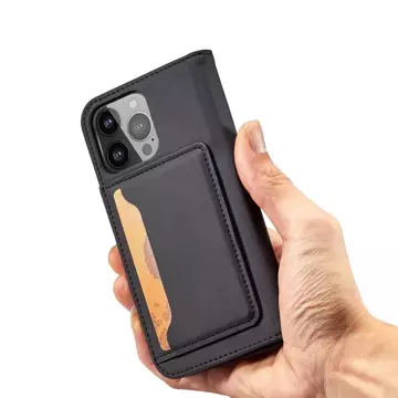 Magnet Card Case etui do iPhone 13 Pro Max pokrowiec portfel na karty kartę podstawka czarny