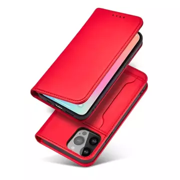 Magnet Card Case etui do iPhone 13 Pro pokrowiec portfel na karty kartę podstawka czerwony