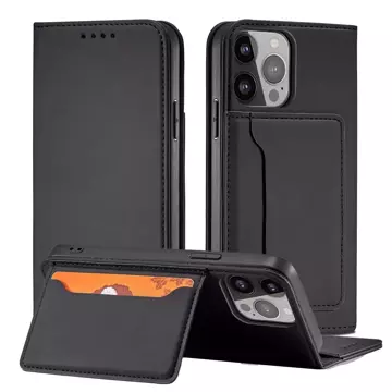 Magnet Card Case etui do iPhone 13 mini pokrowiec portfel na karty kartę podstawka czarny