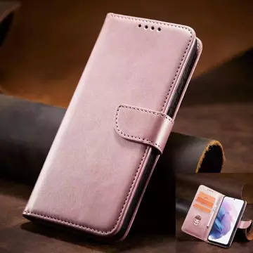 Magnet Case elegancki futerał etui pokrowiec z klapką i funkcją podstawki Samsung Galaxy S22 różowy