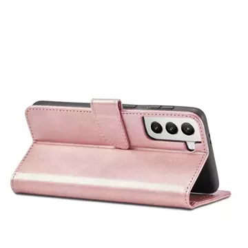 Magnet Case elegancki futerał etui pokrowiec z klapką i funkcją podstawki Samsung Galaxy S22 różowy