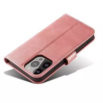 Magnet Case etui iPhone 14 Pro Max pokrowiec z klapką portfel podstawka różowe