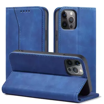 Magnet Fancy Case etui do iPhone 12 Pro pokrowiec portfel na karty kartę podstawka niebieski