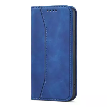 Magnet Fancy Case etui do iPhone 12 Pro pokrowiec portfel na karty kartę podstawka niebieski