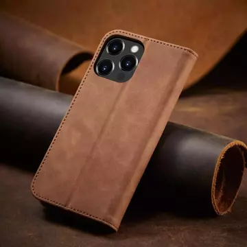 Magnet Fancy Case etui do iPhone 13 Pro pokrowiec portfel na karty kartę podstawka brązowy