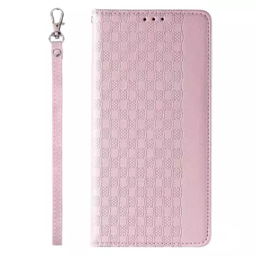 Magnet Strap Case etui do iPhone 12 Pro pokrowiec portfel + mini smycz zawieszka różowy