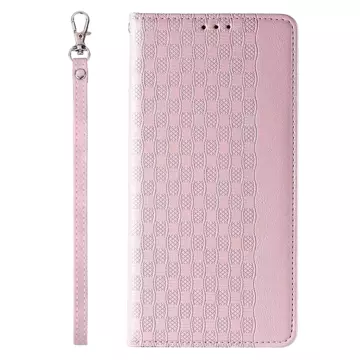 Magnet Strap Case etui do iPhone 13 Pro pokrowiec portfel + mini smycz zawieszka różowy