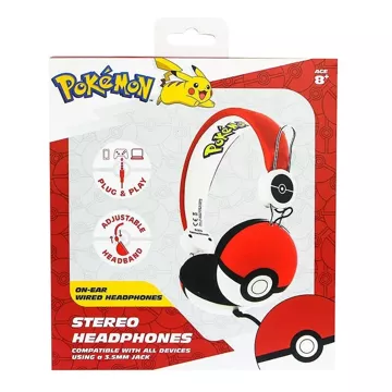 OTL Słuchawki Przewodowe dla Dzieci Pokemon Pokeball Czerwone