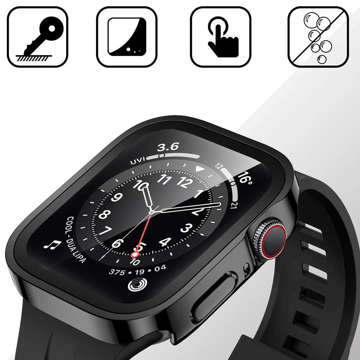 Obudowa ochronna z szkłem Alogy Protector Case 2w1 nakładka etui do Apple Watch 7/8 45mm Czarna