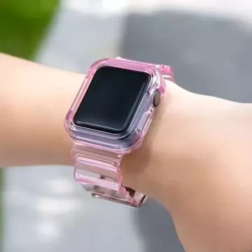 Opaska Strap Light Set silikonowy pasek bransoleta bransoletka etui do zegarka do Apple Watch 2/3/4/5/6/SE 42/44 Czerwony