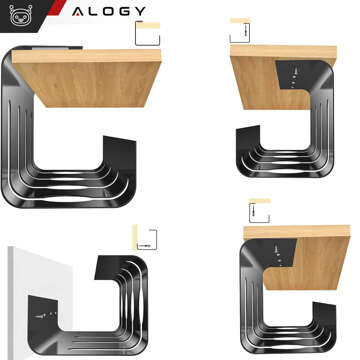 Organizer kabli pod blat półka na kable listwe przewody blat biurko biurkowy aluminiowy uchwyt Alogy 40cm Czarny