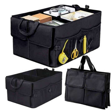 Organizer samochodowy torba do bagażnika auta kufer XXL 6 kieszeni na telefon książkę napoje chusteczki Czarny