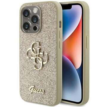 Oryginalne Etui GUESS Hardcase GUHCP15LHG4SGD do iPhone 15 PRO (Fixed Glitter Big 4G / złoty)