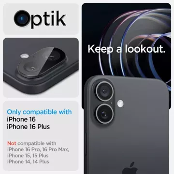 Osłona Aparatu Spigen Optik Pro Glas.TR  Camera Protector 2-pack do iPhone 16 / 16 Plus Black