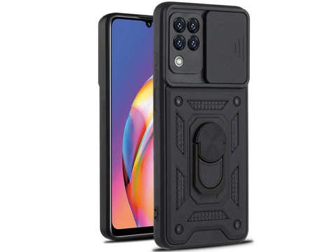 Pancerne etui z osłoną aparatu Alogy Stand Ring Armor do Galaxy A22 / M22 4G czarne