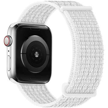 Pasek Alogy Nylon Strap z rzepem do Apple Watch 1/2/3/4/5/6/7/8/SE (38/40/41mm) Biały