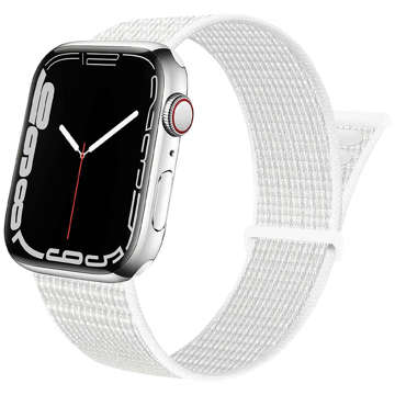 Pasek Alogy Nylon Strap z rzepem do Apple Watch 1/2/3/4/5/6/7/8/SE (38/40/41mm) Biały