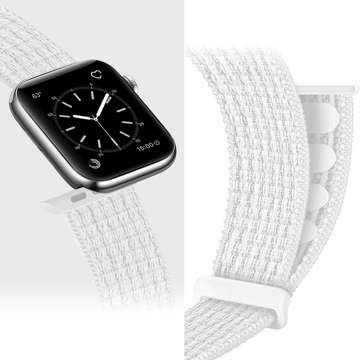 Pasek Alogy Nylon Strap z rzepem do Apple Watch 1/2/3/4/5/6/7/8/SE (38/40/41mm) Biały