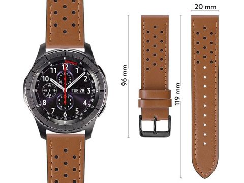 Pasek Alogy skóra leather band do Samsung Watch Active 2 (20mm) Brązowy