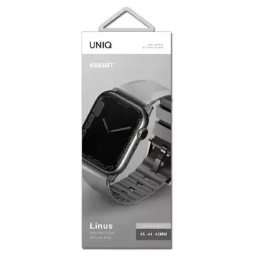 Pasek UNIQ Linus Apple Watch Series 4/5/6/7/8/SE/SE2/Ultra 42/44/45mm Airosoft Silicone szary/chalk grey