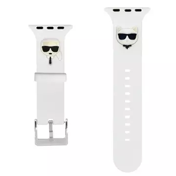 Pasek do smartwatcha Karl Lagerfeld KLAWLSLCKW do Apple Watch 42/44/45mm biały/white strap Silicone Karl & Choupette Heads