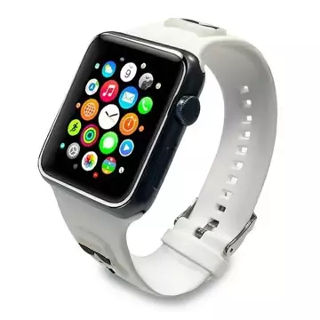 Pasek do smartwatcha Karl Lagerfeld KLAWLSLCKW do Apple Watch 42/44/45mm biały/white strap Silicone Karl & Choupette Heads