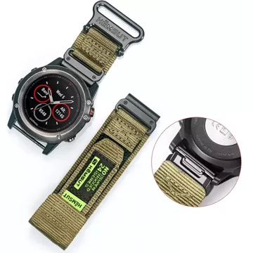 Pasek nylonowy do Garmin Fenix 5x 6x 7x Pro 26mm Nylon Band Sport Military zielony