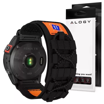 Pasek nylonowy do Garmin Fenix 5x / 6x / 7x / Pro / Descent / Tactix / Enduro (26mm) Alogy Nylon Band Czarny