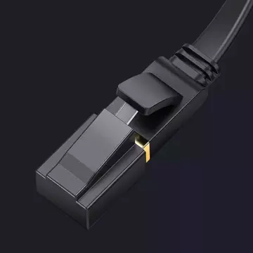 Płaski kabel UGREEN  przewód internetowy sieciowy Ethernet patchcord RJ45 Cat 7 STP LAN 10 Gbps 10 m czarny (NW106 11265)